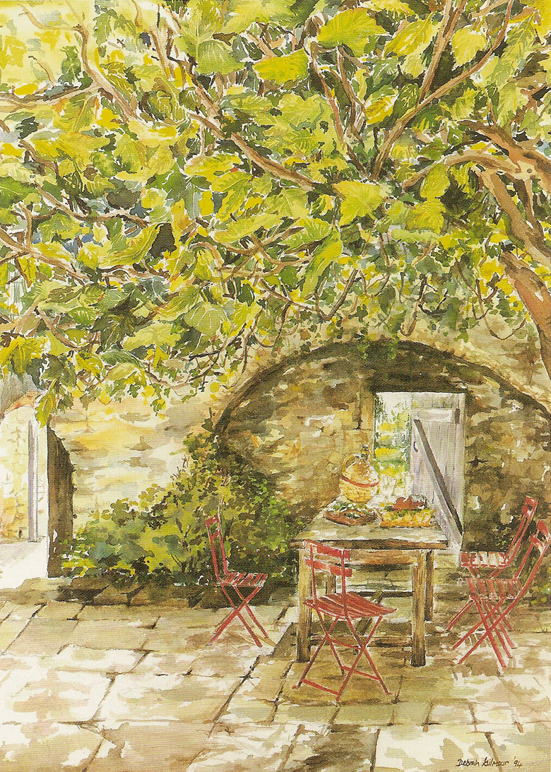 Courtyard in Provence  watercolour 1995 Greeting Card (EGI)